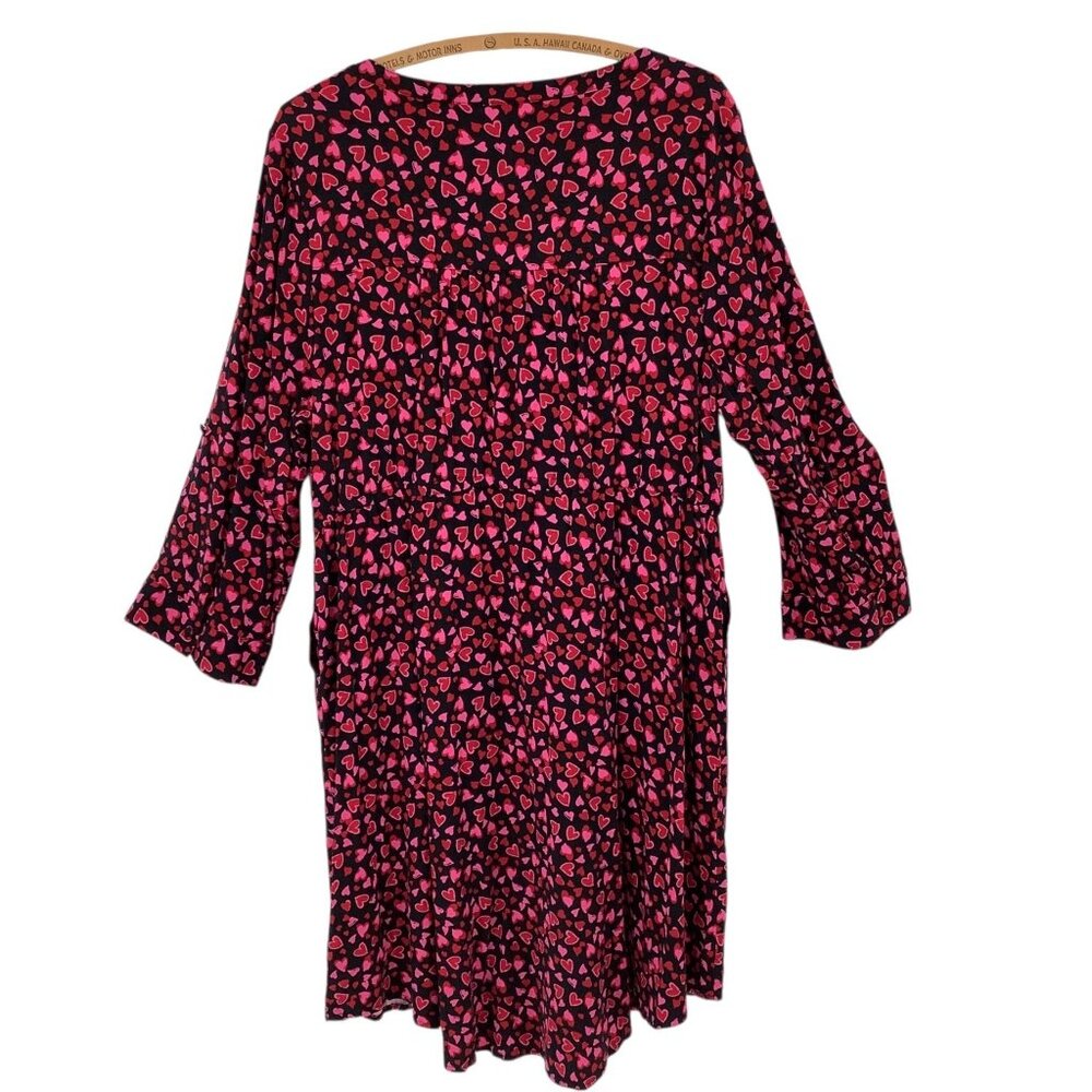 TORRID Dress Women's Plus 2X Black Pink Red Heart Print Zip Rayon - Picture 3 of 8